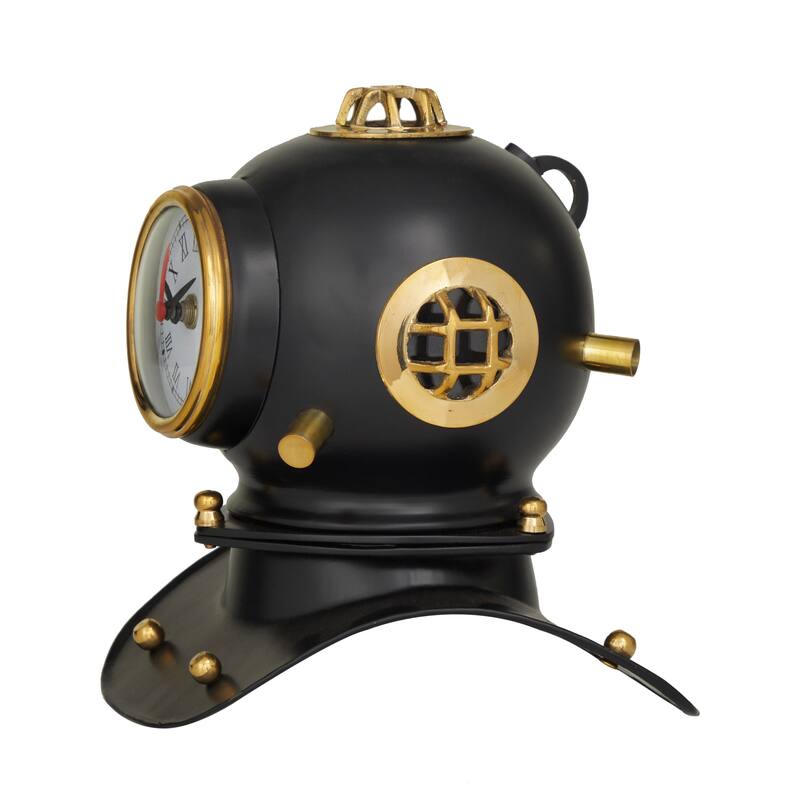 Metal Nautical Clock Decor - Gold, Brass, or Black - 8 x 7 x 8