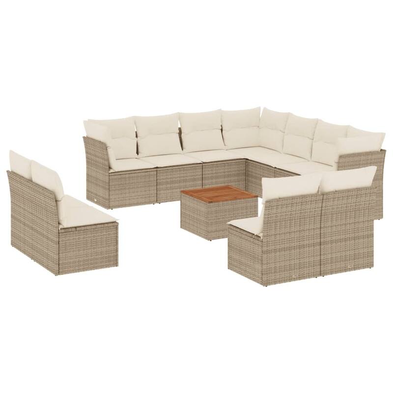 vidaXL Patio Sofa Set with Cushions Outdoor Furniture 12 Piece Poly Rattan - 24.4 x 24.4 x 27.2