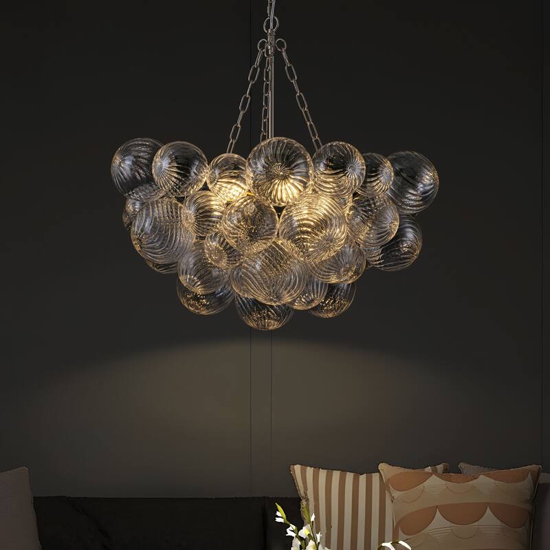 Starsky 6-Light Swirled Bubble Glass Globe chandelier - Nickel