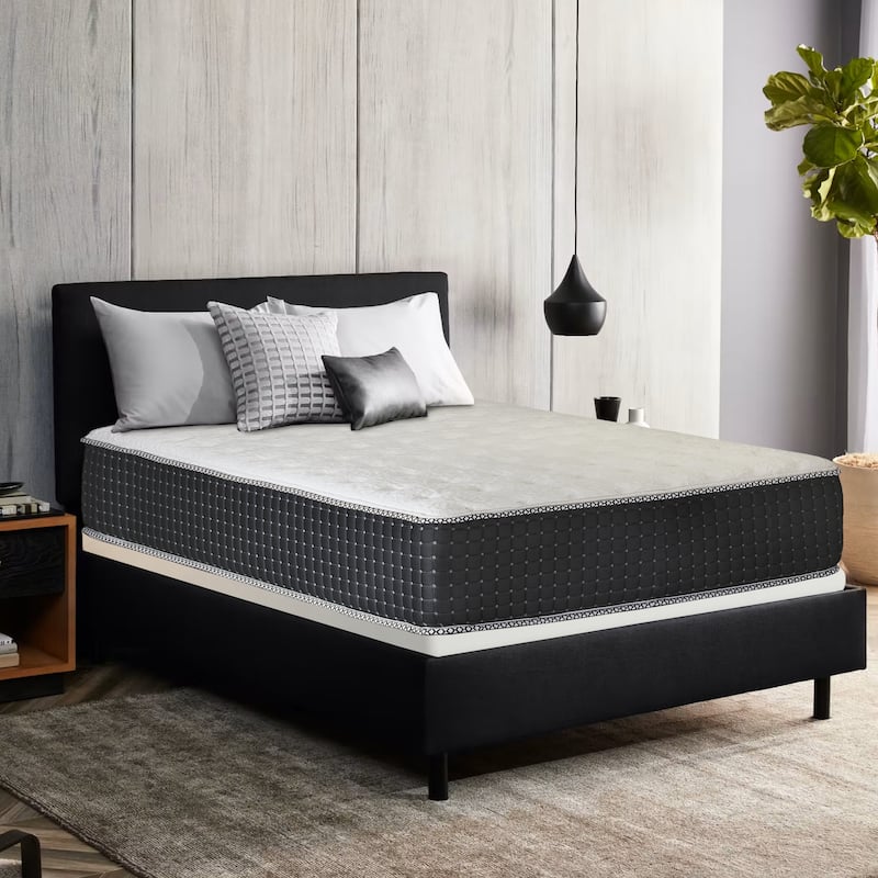 14" Luxury Foam Encased Hybrid Mattress, Strong Edge Support, High Density Foam, 2" Fluffy Quilted Top with Box Spring, Black