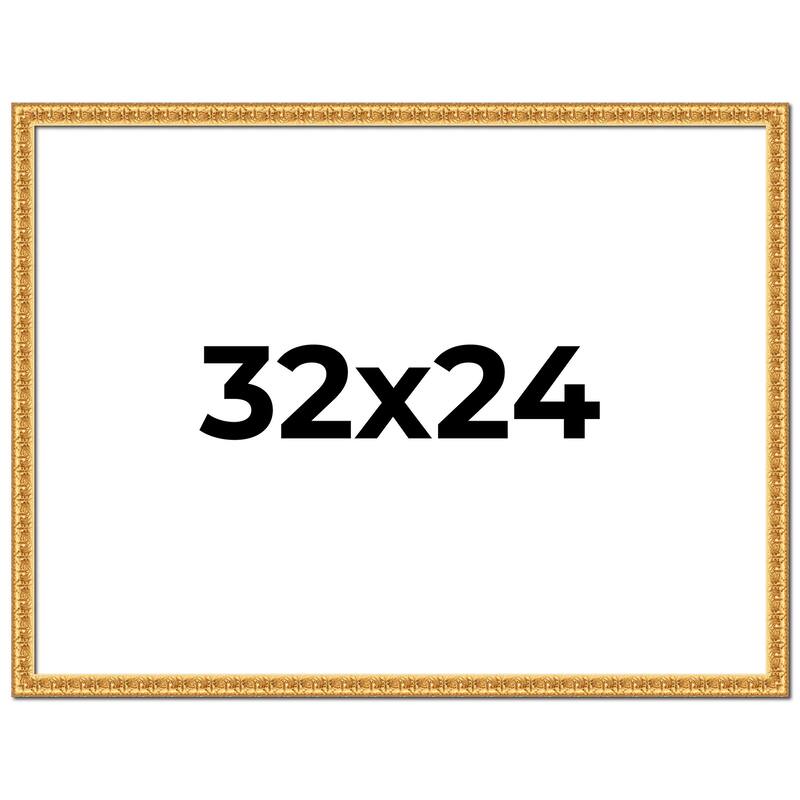 32x24 Frame Gold Real Wood Picture Frame Width 1 inches | Interior