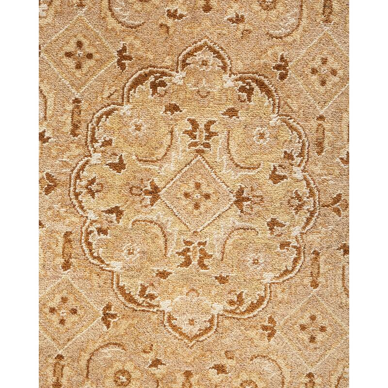 Overton Hand Knotted Wool Vintage Inspired Traditional Mogul Yellow Area Rug - 9 x 12