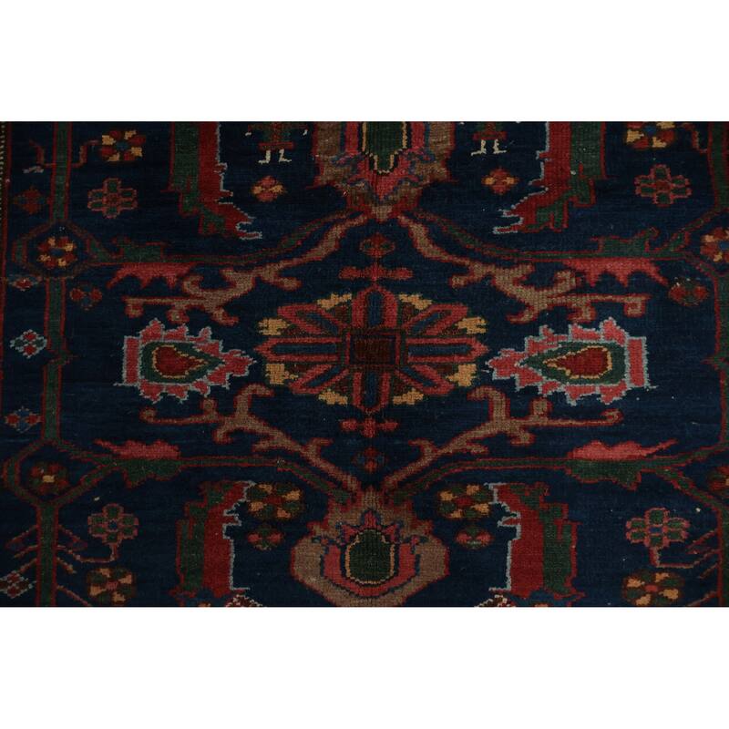 Hand Knotted Oriental 100% Wool Carpet Traditional Floral Navy Blue & Blues Malayer Area Rug - 7' 7'' X 4' 4''