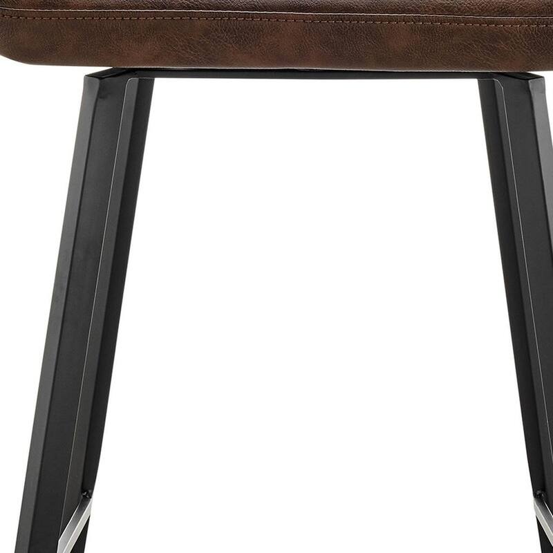 HomeRoots 30" Ivory Brown And Black Boucle Faux Leather And Steel Bar Height Swivel Bar Chair