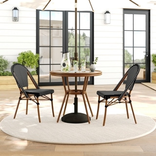 Martha Stewart All Weather Woven Bistro Table and Chairs Set with Aluminum Frames - 19"W x 21.75"D x 35"H