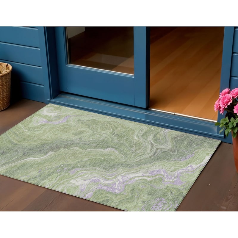HomeRoots Abstract Transitional Rectangle Outdoor Rug - 3' x 5'