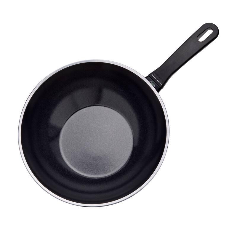 Henckels Nola 11-inch Aluminum Ceramic Nonstick Wok with Lid - Black