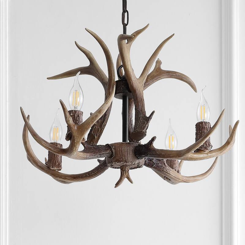 Apollo 26" Adjustable Resin Antler 4-Light LED Chandelier, by JONATHAN Y