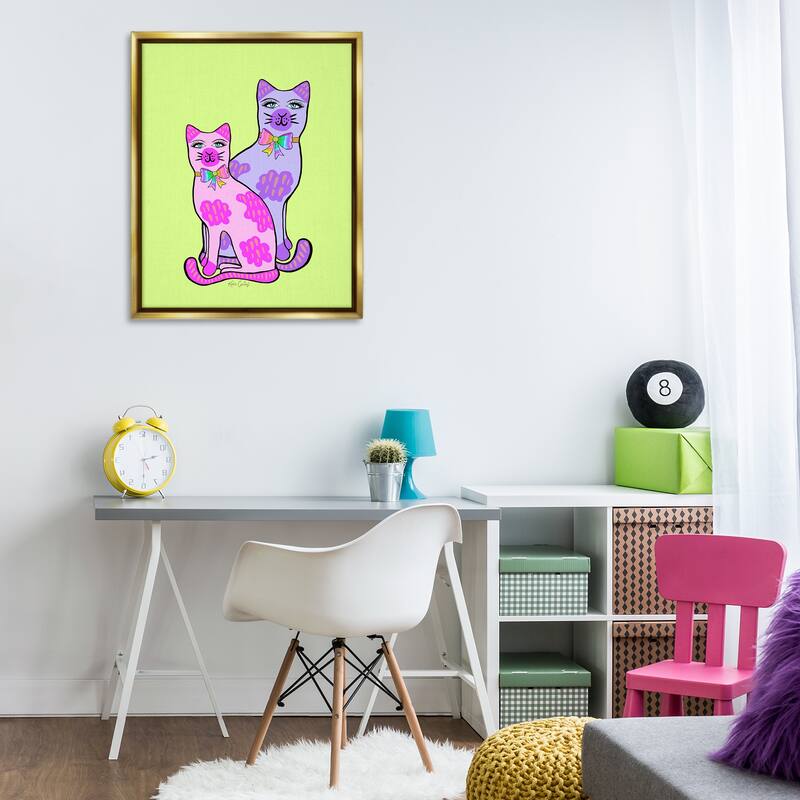 Stupell Funky Bright Cats Framed Floater Canvas Wall Art Design By Katie Conley
