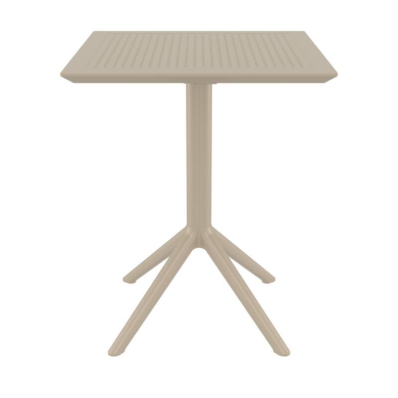 29.5" Taupe Brown Folding Square Outdoor Patio Dining Table