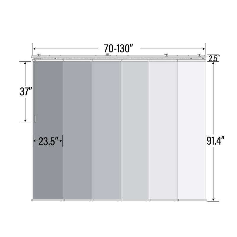 InStyleDesign - Geometric White 6-Panel Single Rail Panel Track Extendable 70"-130"W, Panel width 23.5"