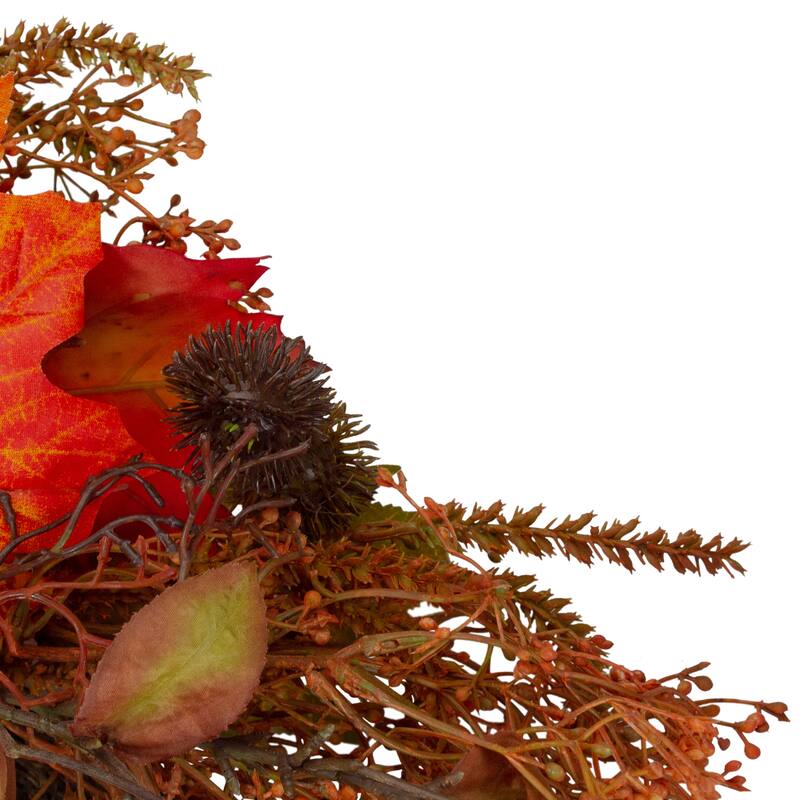 24" Autumn Harvest Maple Leaf with Berries Artificial Wreath; Unlit