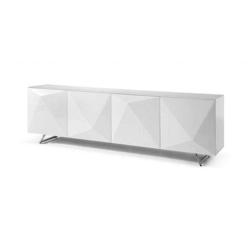 HomeRoots 94" White Glass Solid Console Table - 94.00 in. x 29.00 in. x 18.00 in.