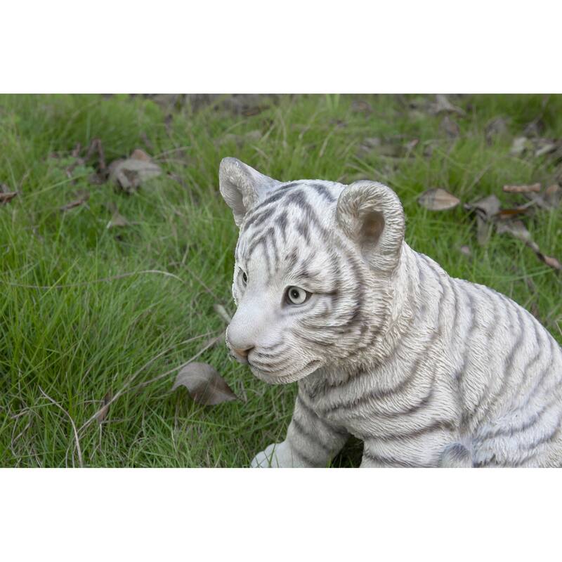 Sitting Tiger Cub Outdoor Garden Statue - 9.5"