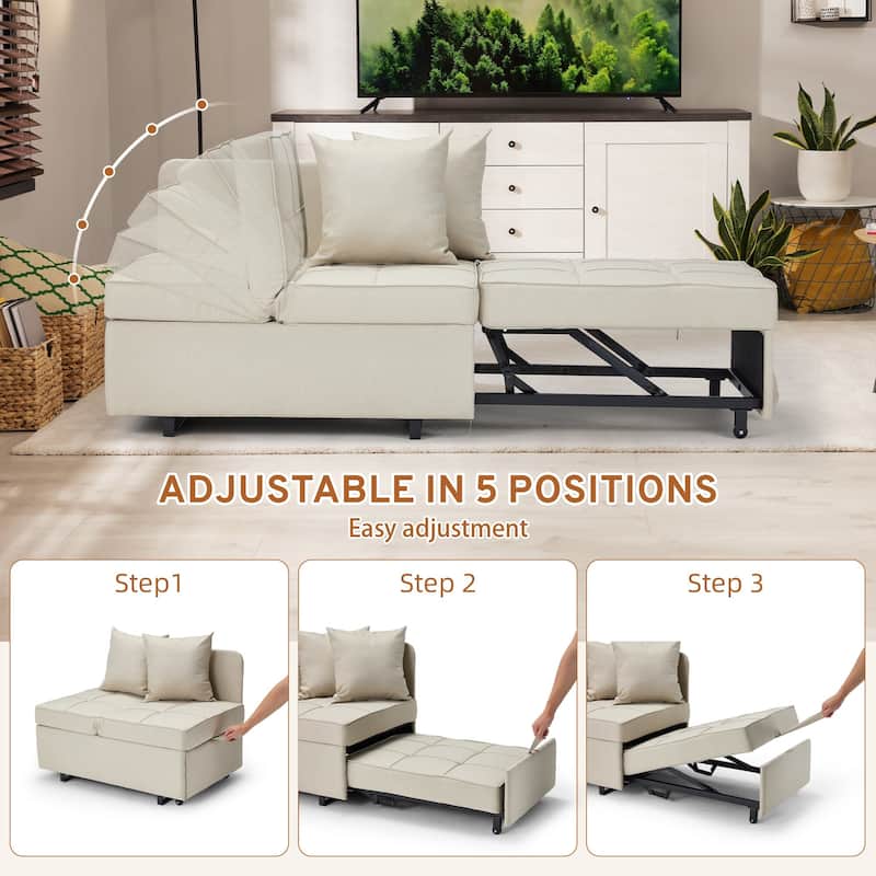 EROMMY Sleeper Sofa Chair Bed , Adjustable Backrest Pull Out Sofa Bed with Faux Linen Sofa Fabric