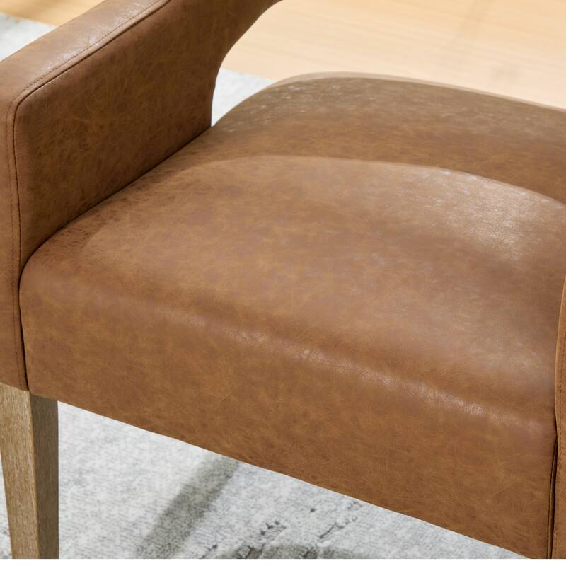 26.3"W PU Leather Accent Chair,Modern Armchair with Wood Legs