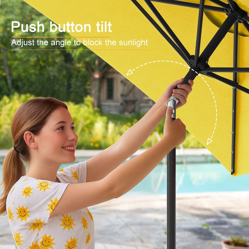 LIVOOSUN 6x9Ft LED Patio Umbrella Weather Resistant Table Umbrella