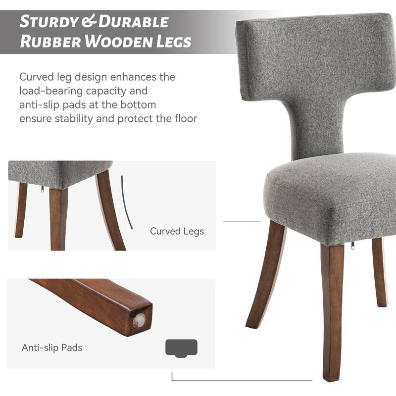 Upholstered Mordern Design T Back Dining Side Chair- Set of 2