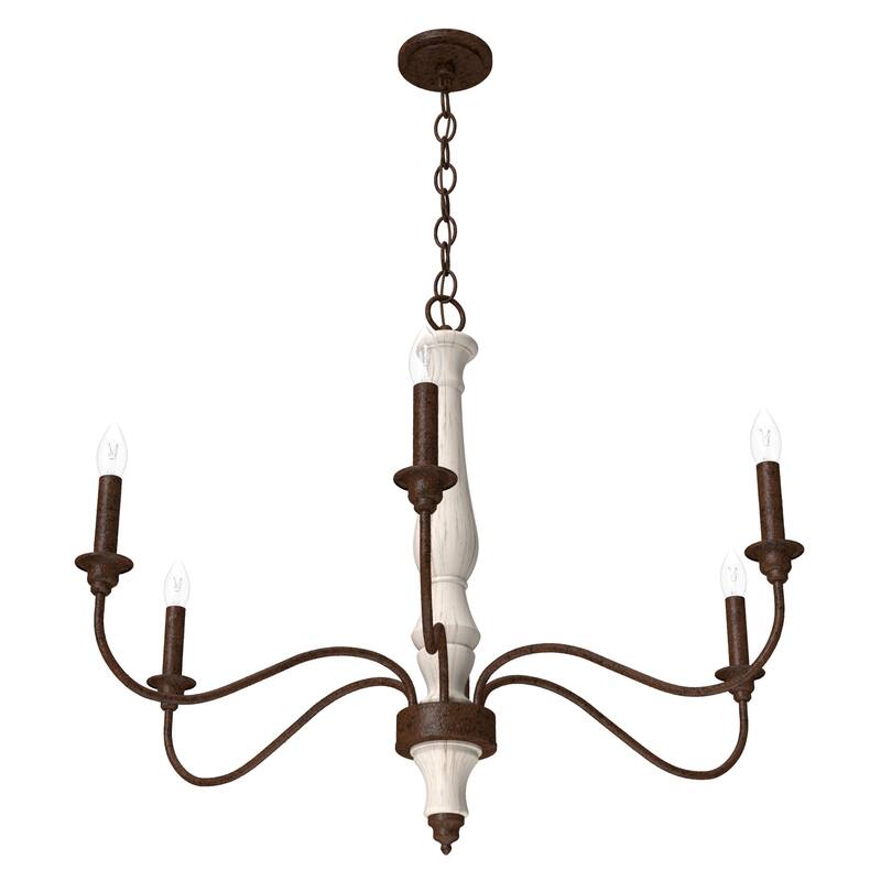 Hunter Teren 6-Light Chandelier - Dining Room, Entry, Living Room - French Country, Vintage, Farmhouse, Candle