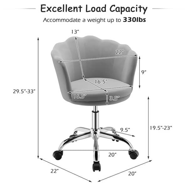 Velvet Petal Shell Vanity Chair Adjustable Swivel Home Office Chair