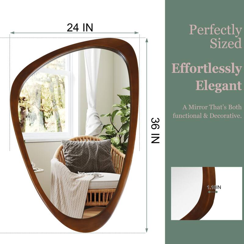 Irregular Solid Wood Frame Decorative Mirror