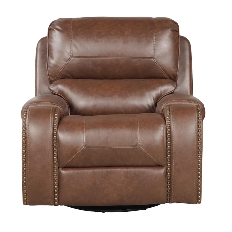 Roundhill Furniture Achern Faux Leather-Air Nailhead Manual Reclining 3-Piece Sofa Set