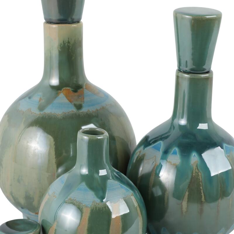 Glazed Ceramic Flower Vases - Set of 3, 14", 12", 9"