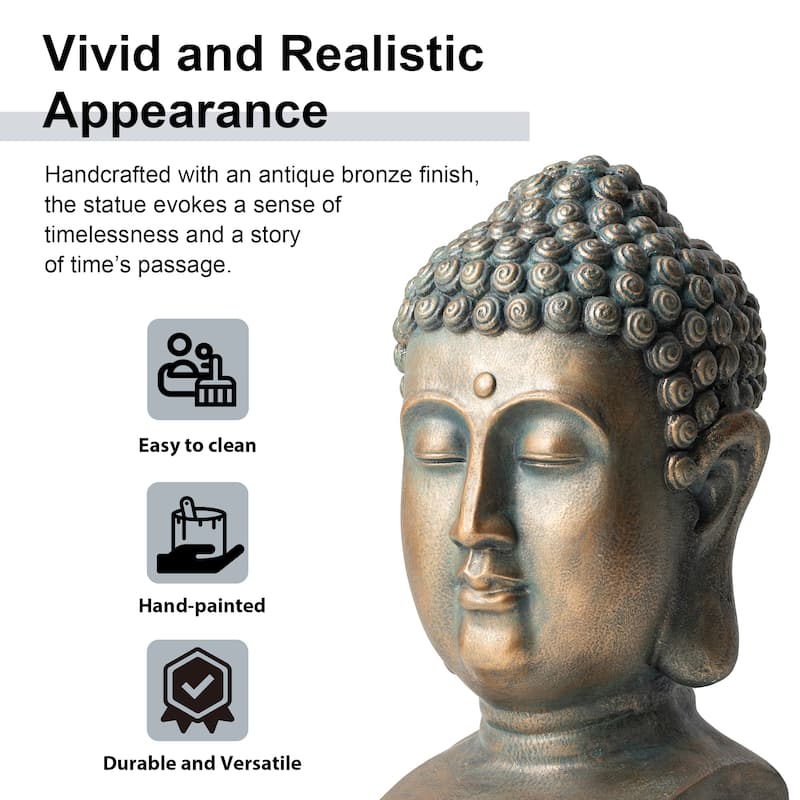 Glitzhome Zen-Style MgO Meditating Garden Buddha Statues Monk Sculpture Indoor Outdoor