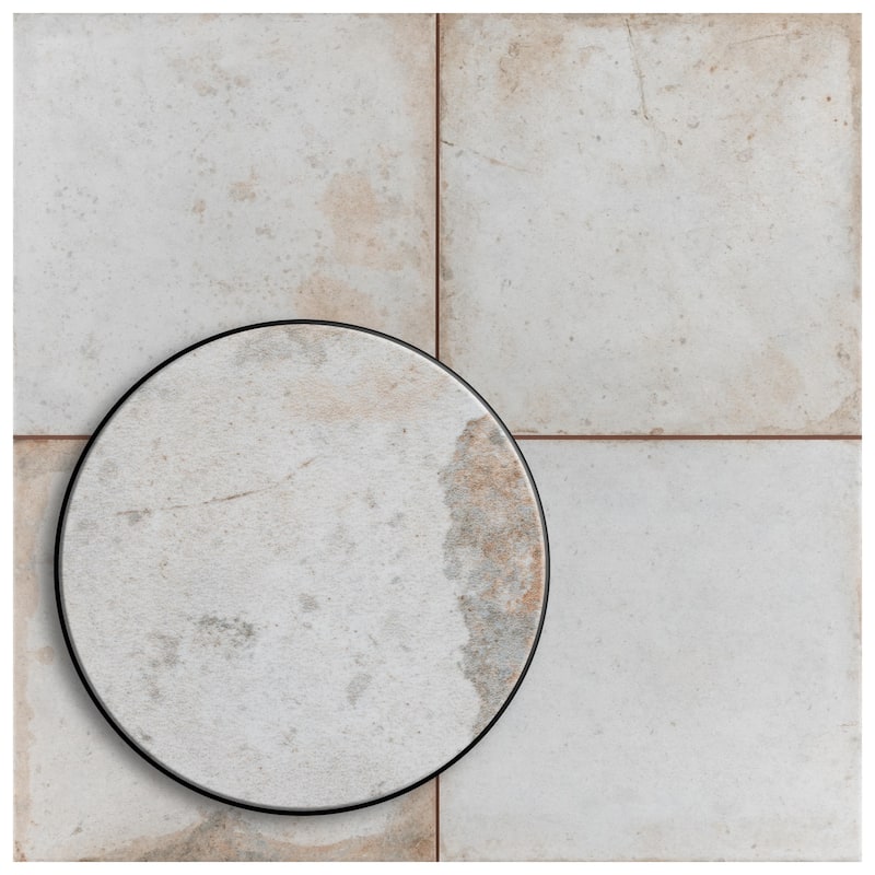Merola Tile Kings Root Distressed White 17-5/8" x 17-5/8" Ceramic Floor and Wall Tile