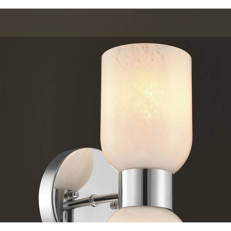 Shuman 2-light Mid-century Modern White Gold Wall Sconce with UL