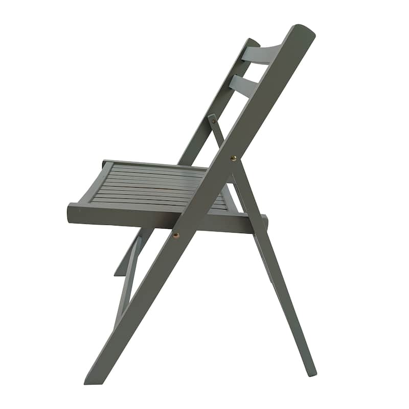 Furniture Slatted Wood Folding Special Event Chair - Gray, Set of 4, FOLDING CHAIR, FOLDABLE STYLE