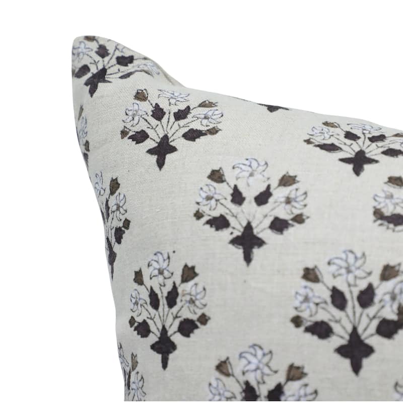 Fabdivine Linen Outdoor Sofa Block print pillow Cover