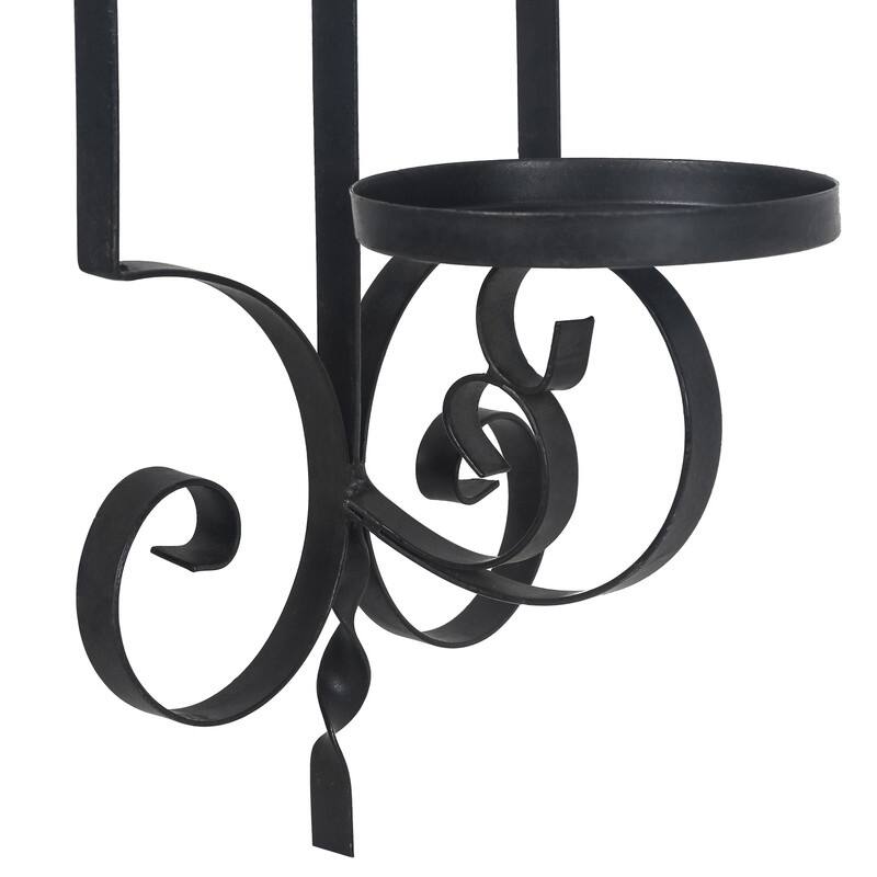 Adeco Cast Iron Vertical Wall Hanging Candle Holder Sconce (Set of 2) - 6.22"x 5.5 "x 20.6"
