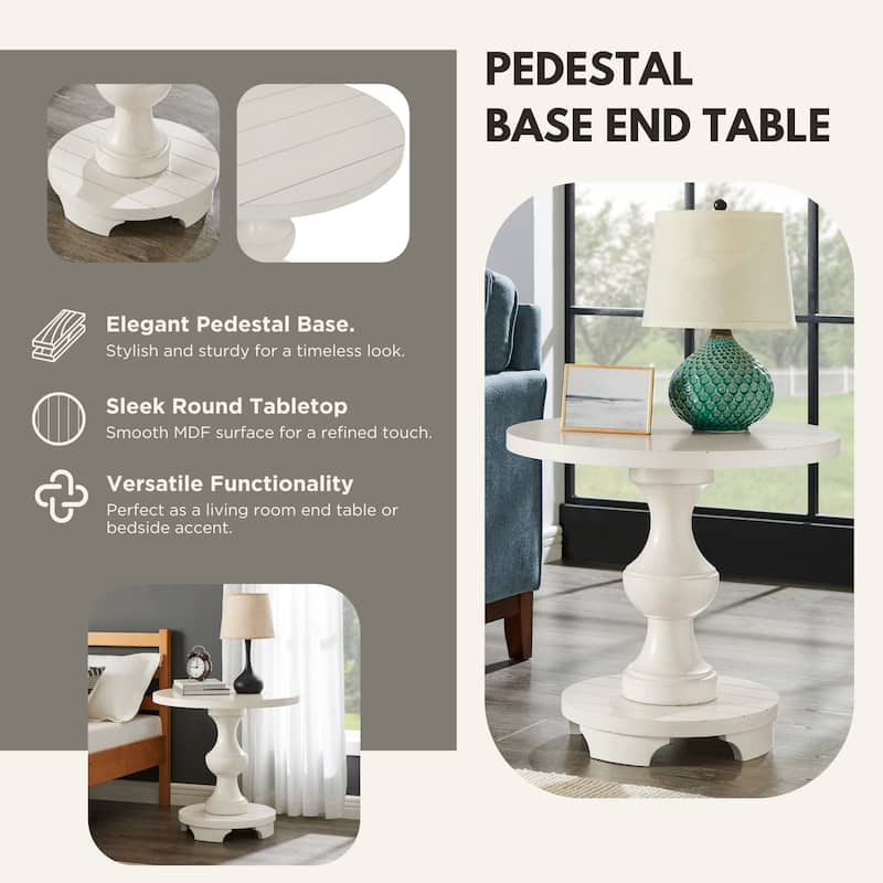Traditional Round Pedestal End Table