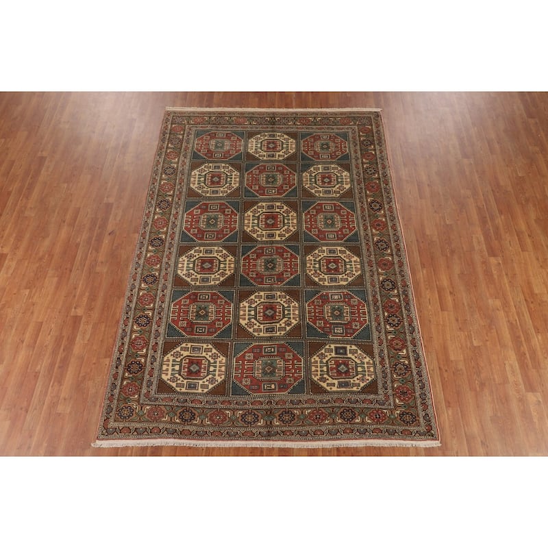Geometric Anatolian Turkish Vintage Area Rug Handmade Wool Carpet - 6'7" X 9'8"