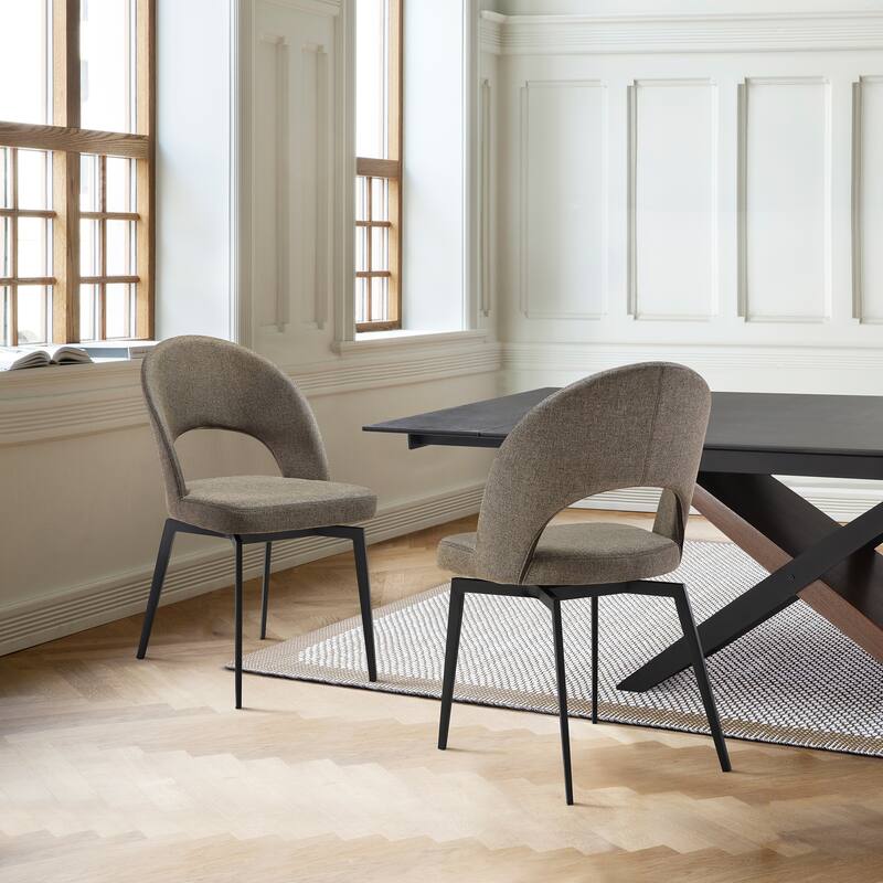 Lucia Brown or Grey Upholstered Swivel Dining Chairs - Set of 2 - Brown