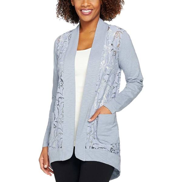 Shop Logo By Lori Goldstein Ladies Open Front Slub Cardigan Plus 1x Brook A274095 Overstock 30912771