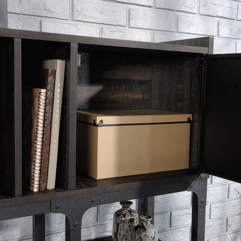 Wood Hutch with Concealed Storage, Brown - 72.05" W x 12.80" D x 38.50" H