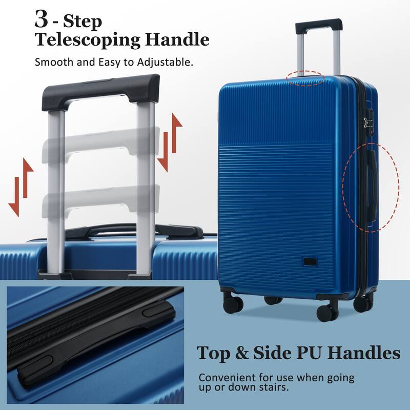 Luggage Sets 5 Piece with Half-opening, Hardside Carry On Suitcase Set with Double Spinner Wheel, with USB Port,TSA Locks