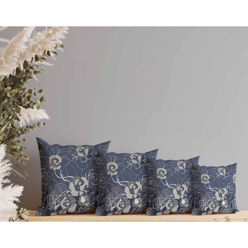 Regal Rose Retreat Faux Suede Reversible Throw Pillow Blue and Gray