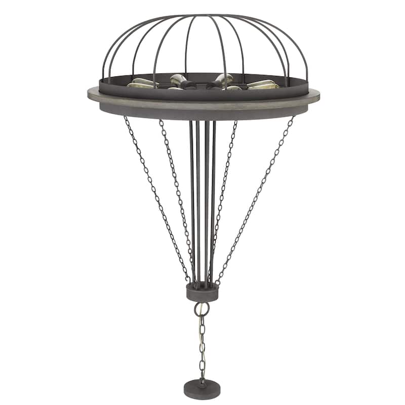 Nexy 29 Inch Chandelier, 8 Light Bulb Sockets, Gray Metal Cage Design