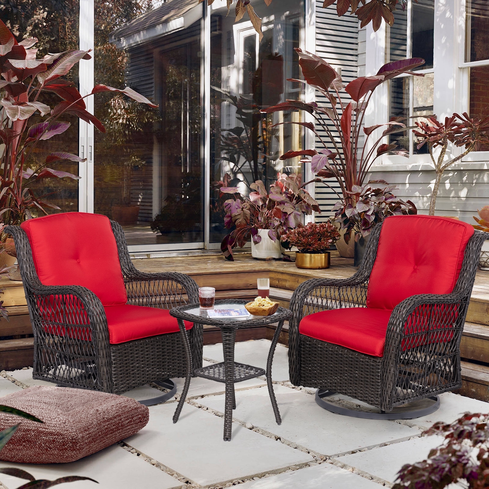 3 piece brown store wicker patio set
