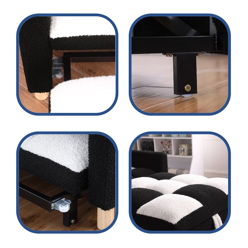 Teddy Fabric Convertible Multi-Functional Sleeper Sofa with Pillow