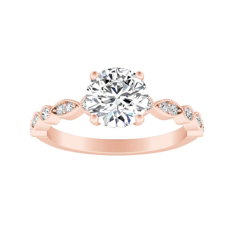 Auriya 14k Gold Vintage 1 1/2ct Round Moissanite Engagement Ring