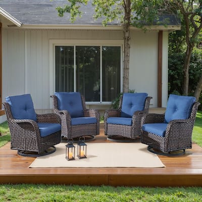 Pocassy 4 Pieces Outdoor 4 Inch Swivel Glider Chairs