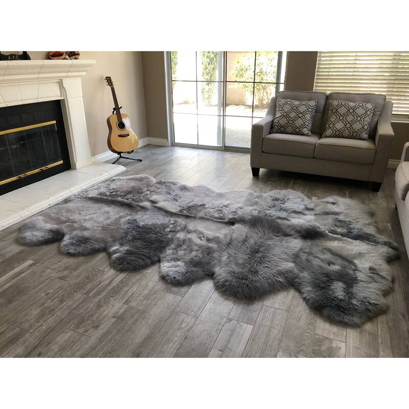 Dynasty Natural 12-Pelt Luxury Long Wool Sheepskin Shag Rug - 5'5" x 9'2"