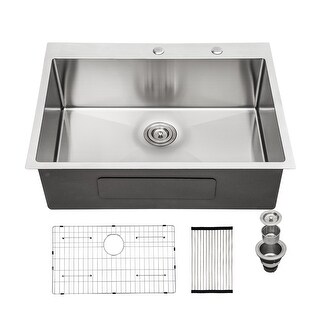 28 Inch 16 Gauge Drop In Stainless Steel Single Bowl Kitchen Sink with ...
