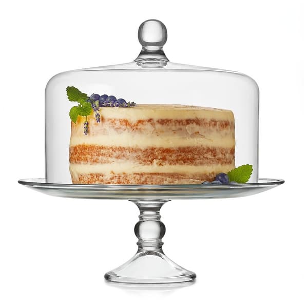 Libbey Selene Glass Cake Stand with Dome - Set of 2