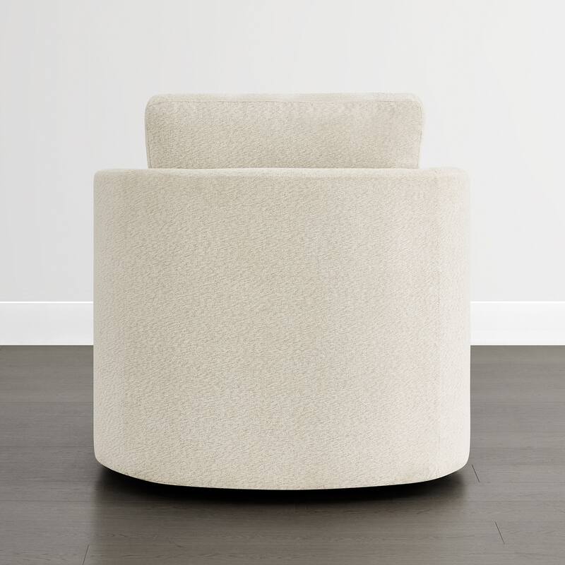 Spruce & Spring Modern Upholstered Swivel Barrel Accent Chair with Ottoman & Removable Slipcover