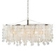preview thumbnail 1 of 5, Elsa 5L Coastal Capiz Shell Linear Chandelier Island Pendant Light Fixture - 35.75-in W x 21-in H x 15-in D Satin Nickel - 35.75-in W x 21-in H x 15-in D